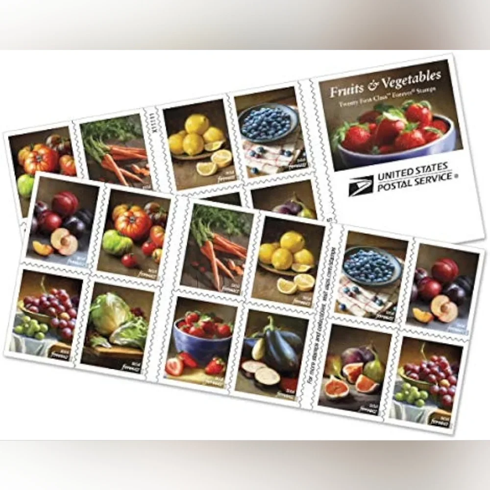 100 Fruits & Vegetables Art 2019 Forever Postage Stamps USPS Wedding Invitations